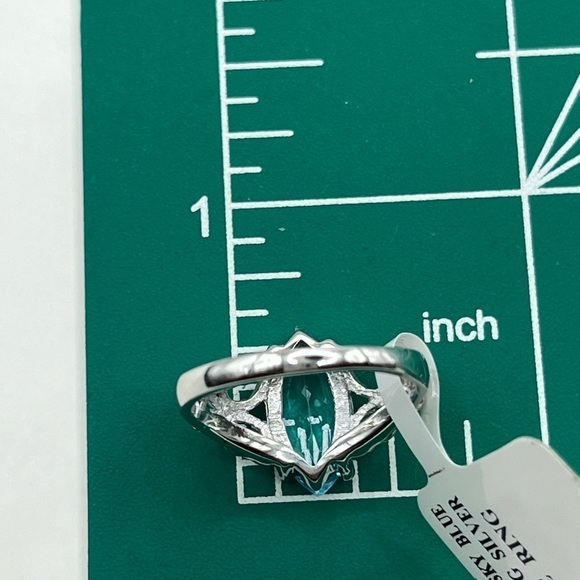 Sky Blue Topaz size 6 Marquise Sterling Silver Solitaire Ring - Picture 10 of 10